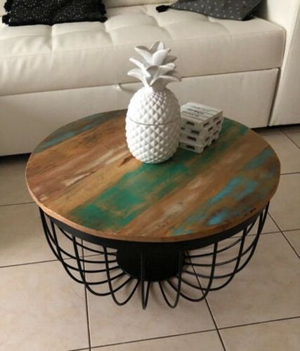Latest Smoked Barnwood Cocktail Tables Inside Coffee Round Table / Solid Reclaimed Wood / Cocktail Table / (View 9 of 10)