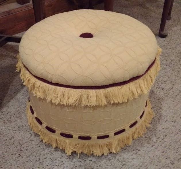 Latest Textured Yellow Round Pouf Ottomans Throughout The First One! Round Ottoman, Footstool, Hassock, Yellow (View 7 of 10)