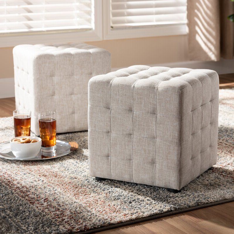 Latitude Run® Kaeveon 14'' Wide Velvet Tufted Square Cube Ottoman With With Regard To Most Recently Released Square Cube Ottomans (View 9 of 10)