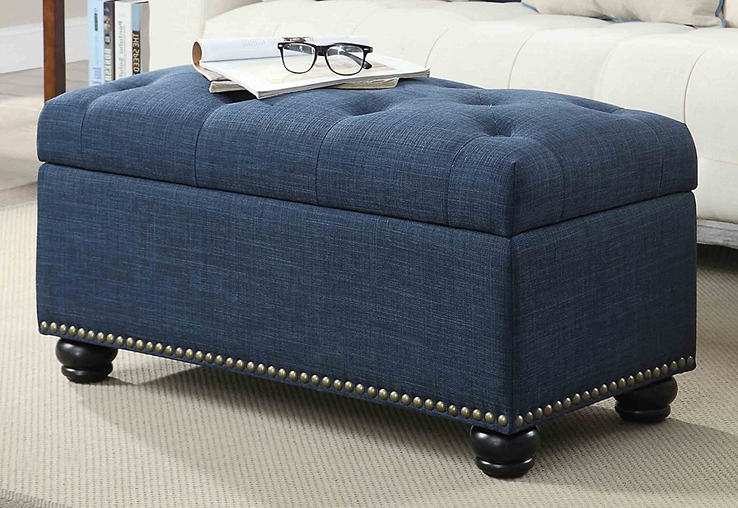Lavender Fabric Storage Ottomans With Well Known Convenience Concepts Designs4comfort 7th Avenue Storage Ottoman, Blue (View 5 of 10)