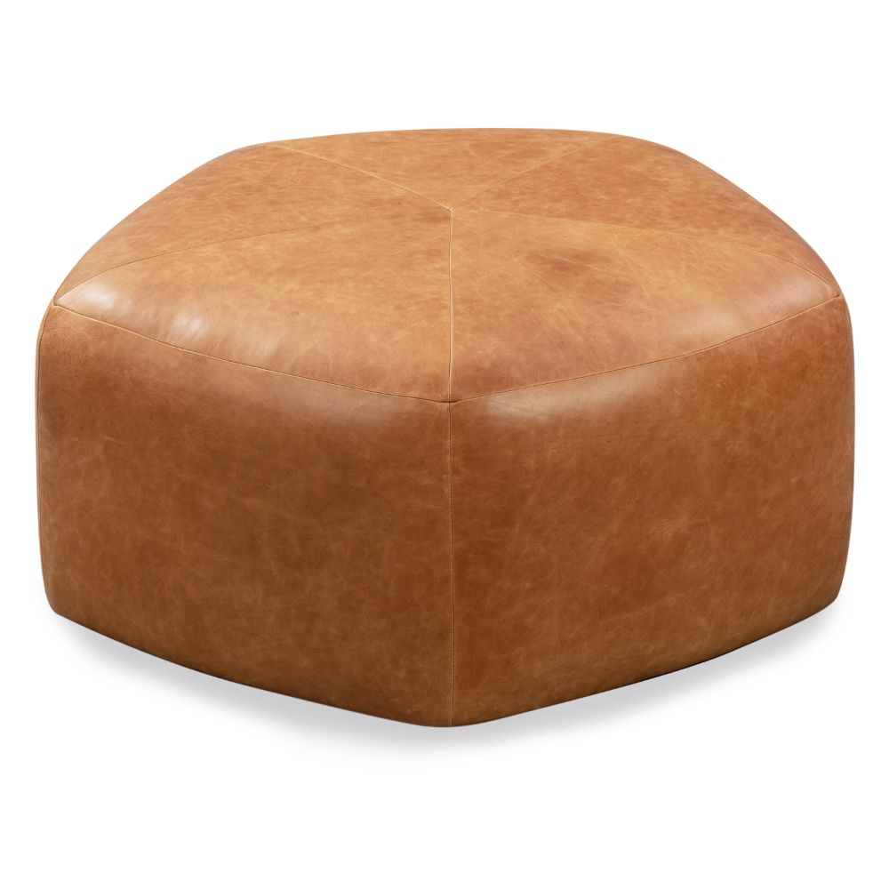Leather Ottoman Coffee Table, Round Leather Ottoman Pertaining To Gold And White Leather Round Ottomans (View 7 of 10)