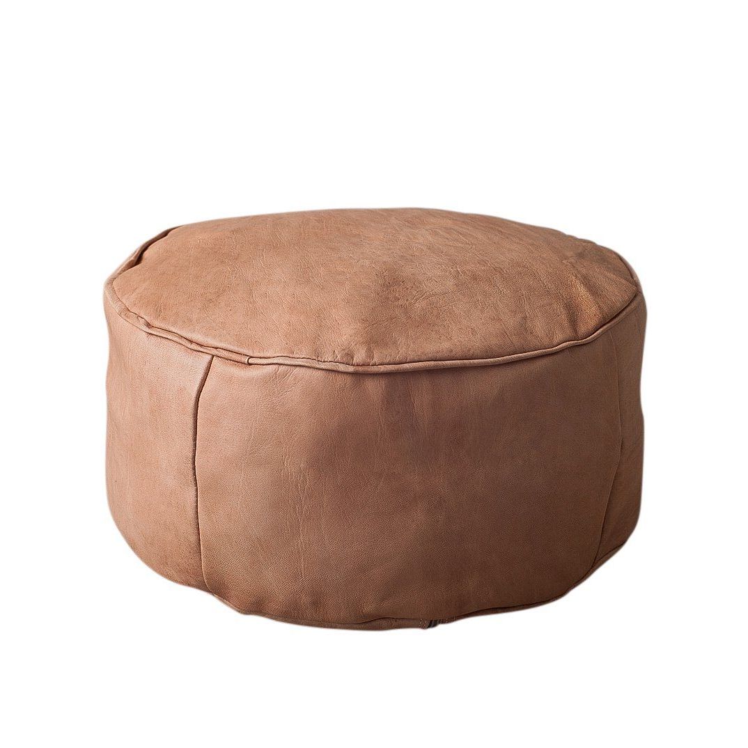 Leather Ottoman, Round Leather (View 3 of 10)