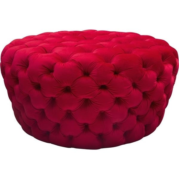Light Gray Velvet Fabric Accent Ottomans Inside Popular Shop Velvet Upholstered Button Tufted Round Accent Ottoman, Red – On (View 8 of 10)