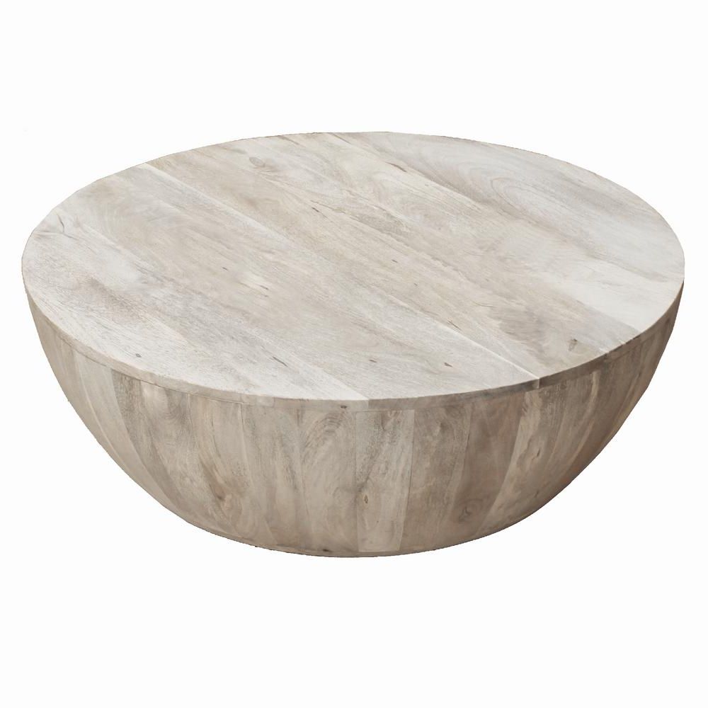 Light Natural Drum Coffee Tables Regarding Recent The Urban Port 36 In (View 1 of 10)