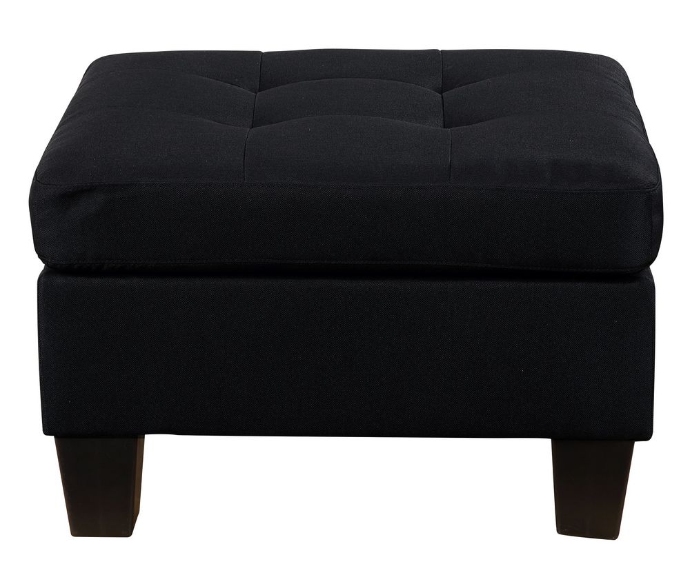 Linen Fabric Tufted Surfboard Ottomans Throughout Current Earsom Black Linen Fabric Tufted Sofa With Ottomanacme (View 7 of 10)