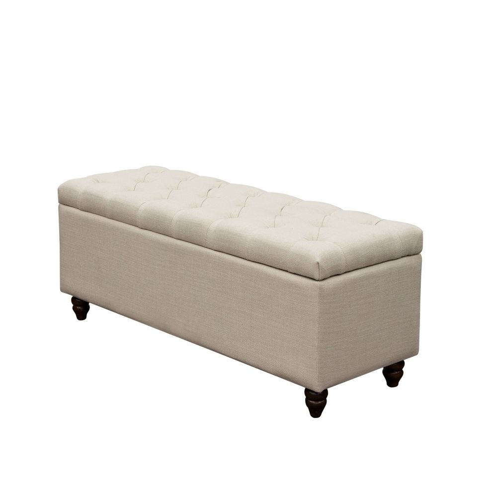 Linen Tufted Lift Top Storage Trunk With Recent Park Ave Desert Sand Linen Lift Top Storage Benchdiamond Sofa (View 3 of 10)