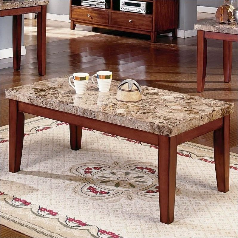 Marble Top Coffee Tables For Popular Steve Silver Company Montibello Brown Marble Top Coffee Table – Mn700c (View 2 of 10)