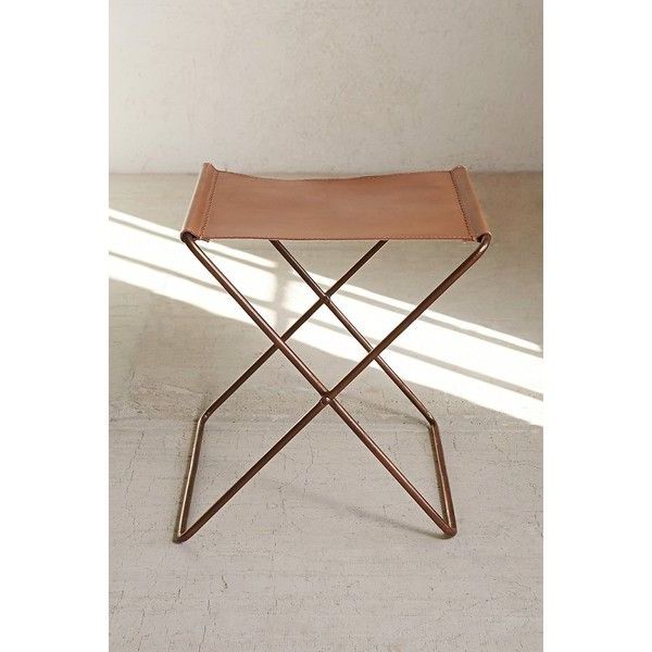 Medium Brown Leather Folding Stools Pertaining To Famous Leather Sling Stool ($99) Via Polyvore Featuring Home, Furniture (View 4 of 10)