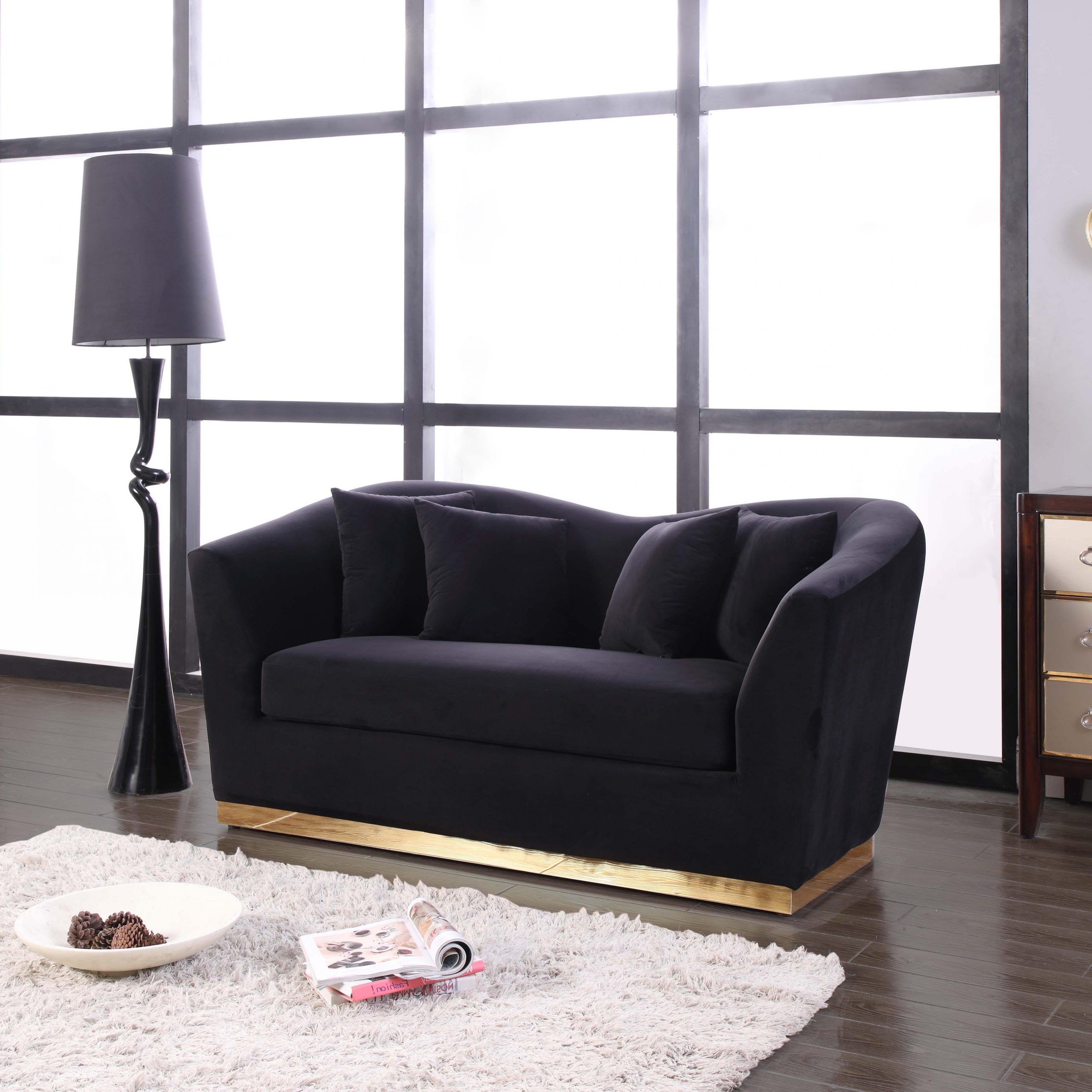 Meridian Furniture 617 Arabella Modern Grey Velvet Sofa & Loveseat Set Pertaining To Favorite Round Gray And Black Velvet Ottomans Set Of  (View 3 of 10)