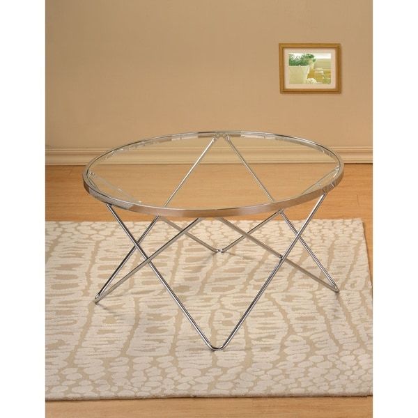 Modern Chrome And Glass Round Cocktail Coffee Table – Free Shipping Regarding Most Popular Chrome And Glass Modern Coffee Tables (View 9 of 10)