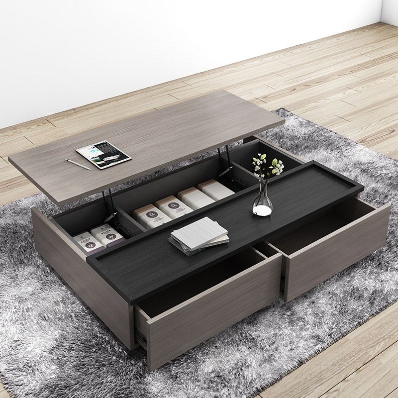 Modern Lift Top Rectangular Wood Storage Gray And Black Coffee Table With Regard To Fashionable Gray And Black Coffee Tables (View 10 of 10)