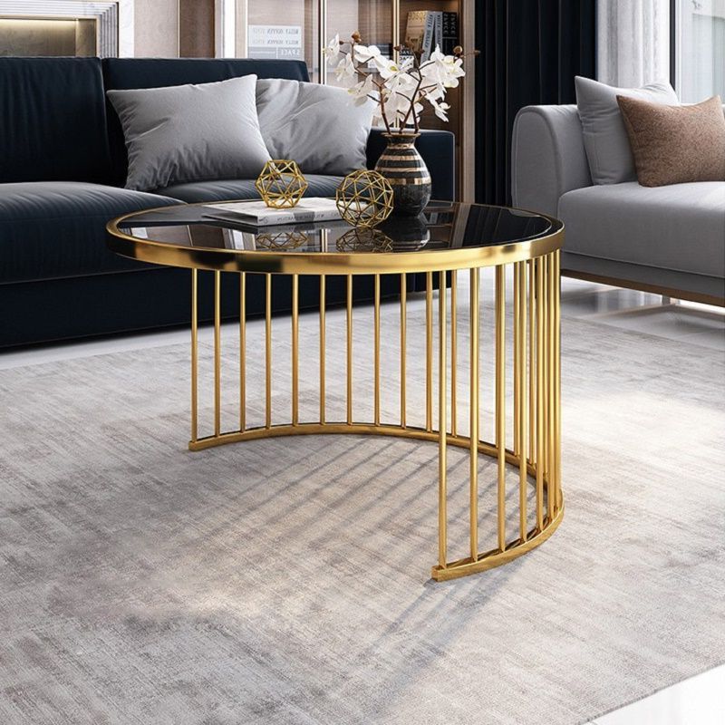 Modern Round Gold & Gray Nesting Coffee Table With Shelf Tempered Glass Regarding Newest 2 Piece Modern Nesting Coffee Tables (View 5 of 10)