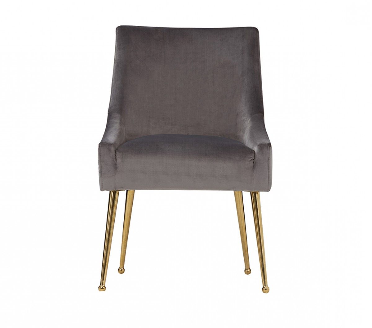 Modrest Castana Modern Grey Velvet & Gold Dining Chair (set Of 2) For Famous Round Gray And Black Velvet Ottomans Set Of  (View 10 of 10)