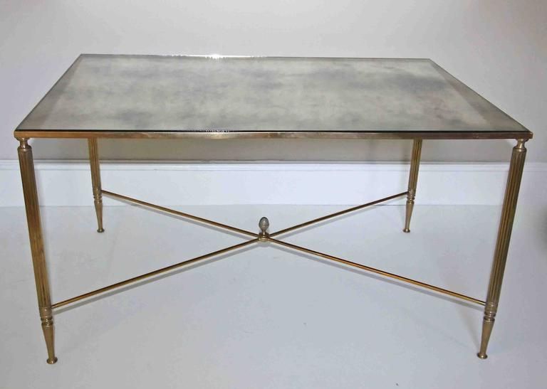 Most Current Antique Mirror Cocktail Tables Throughout French Brass X Base Antiqued Mirror Top Cocktail Table For Sale At 1stdibs (View 4 of 10)