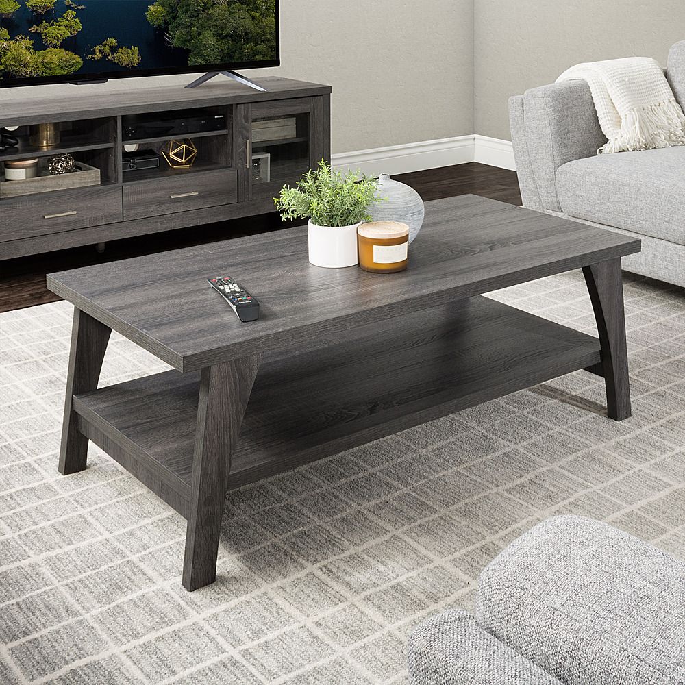 Most Current Corliving Hollywood Dark Gray Coffee Table With Shelf Dark Grey Lhw 720 Within Gray And Black Coffee Tables (View 2 of 10)