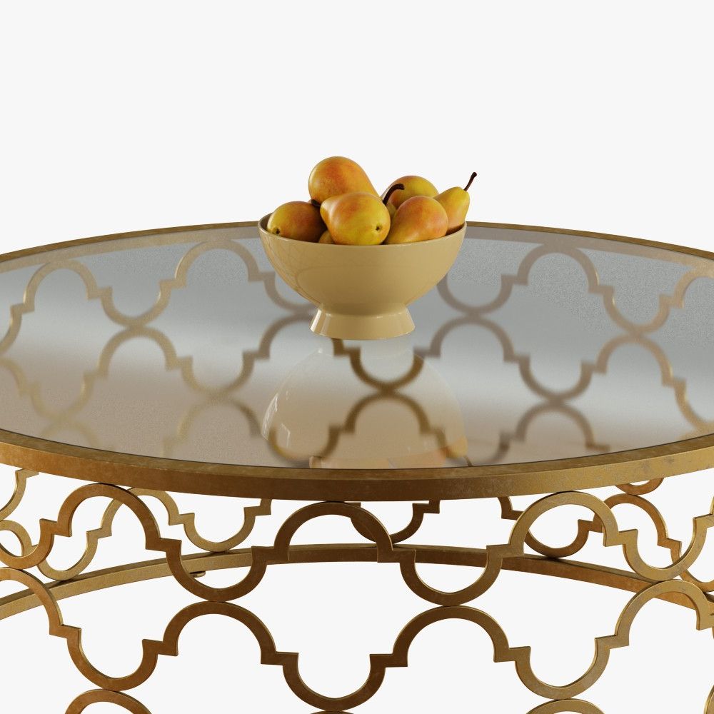 Most Current Gold Cocktail Tables With Regard To Round Moroccan Cocktail Table Gold – 3d Model For Vray (View 8 of 10)
