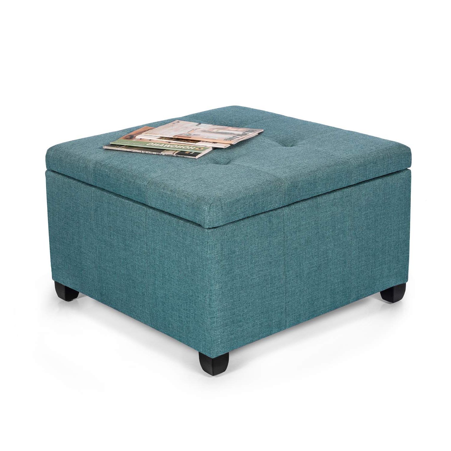Most Current Homebeez Classic Square Seat Tufted Fabric Ottoman With Storage Chest With Charcoal Fabric Tufted Storage Ottomans (View 7 of 10)