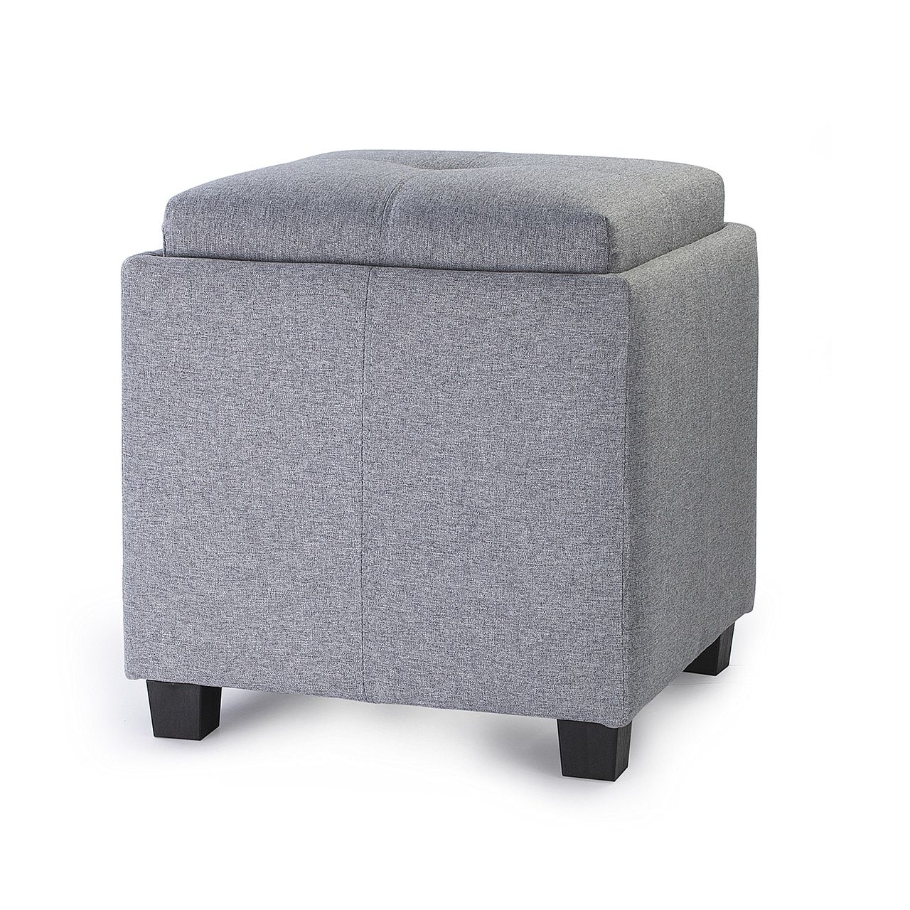 Most Current Natural Fabric Square Ottomans Intended For Enova Home Victoria 18 Inches Modern Linen Fabric Square Storage (View 6 of 10)