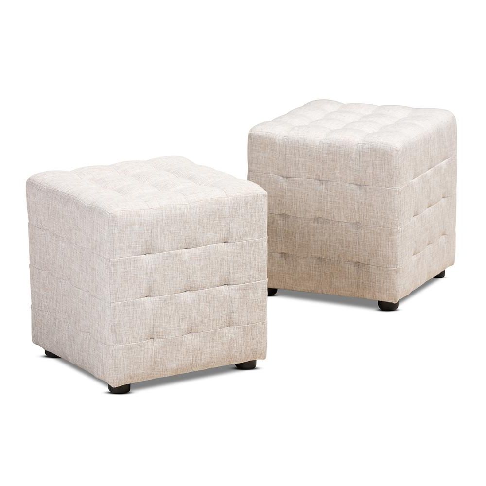 Most Current Orange Fabric Modern Cube Ottomans Within Baxton Studio Elladio Modern And Contemporary Fabric Upholstered Tufted (View 3 of 10)