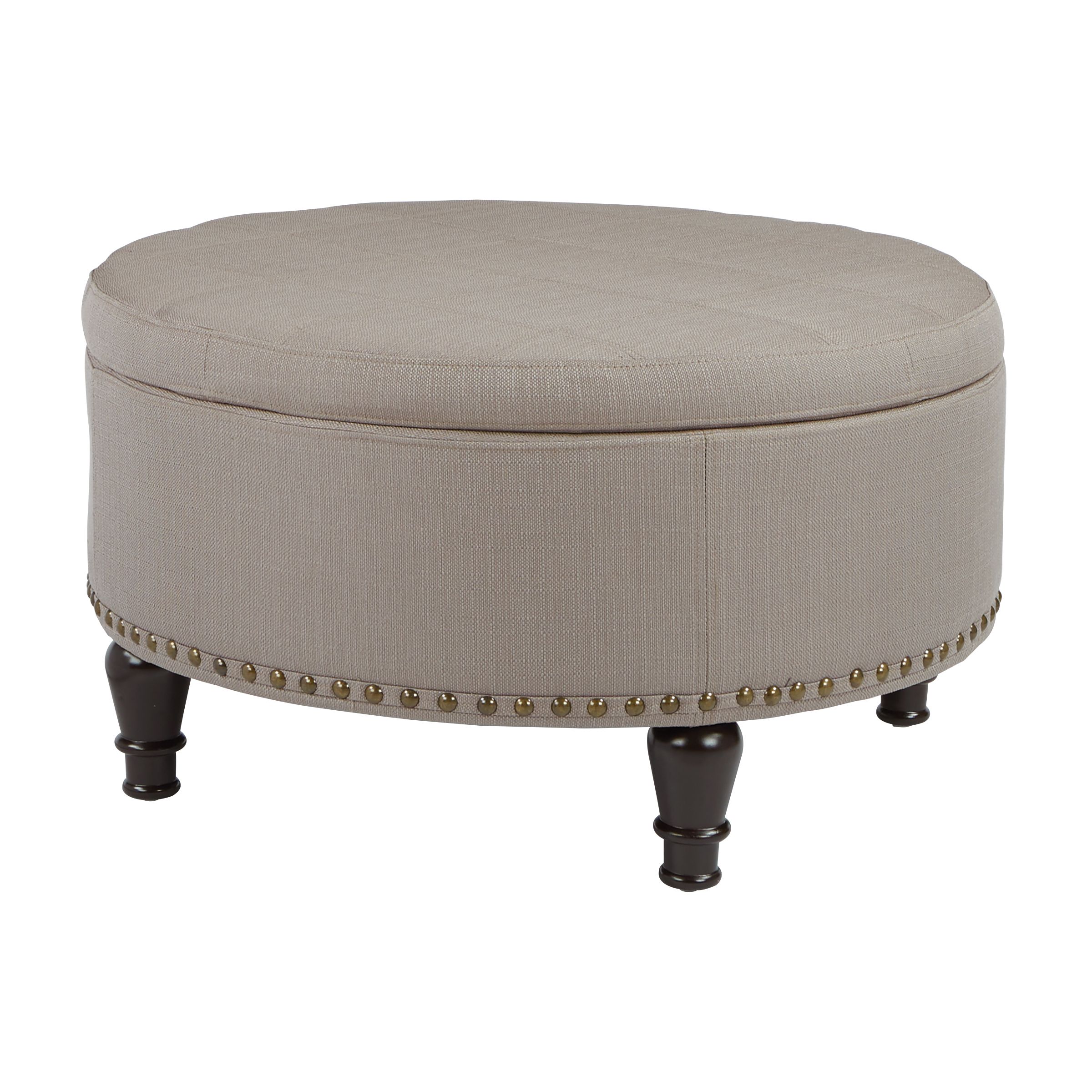 Most Current Osp Home Furnishings Augusta Round Storage Ottoman In Klein Dolphin With Velvet Ribbed Fabric Round Storage Ottomans (View 5 of 10)