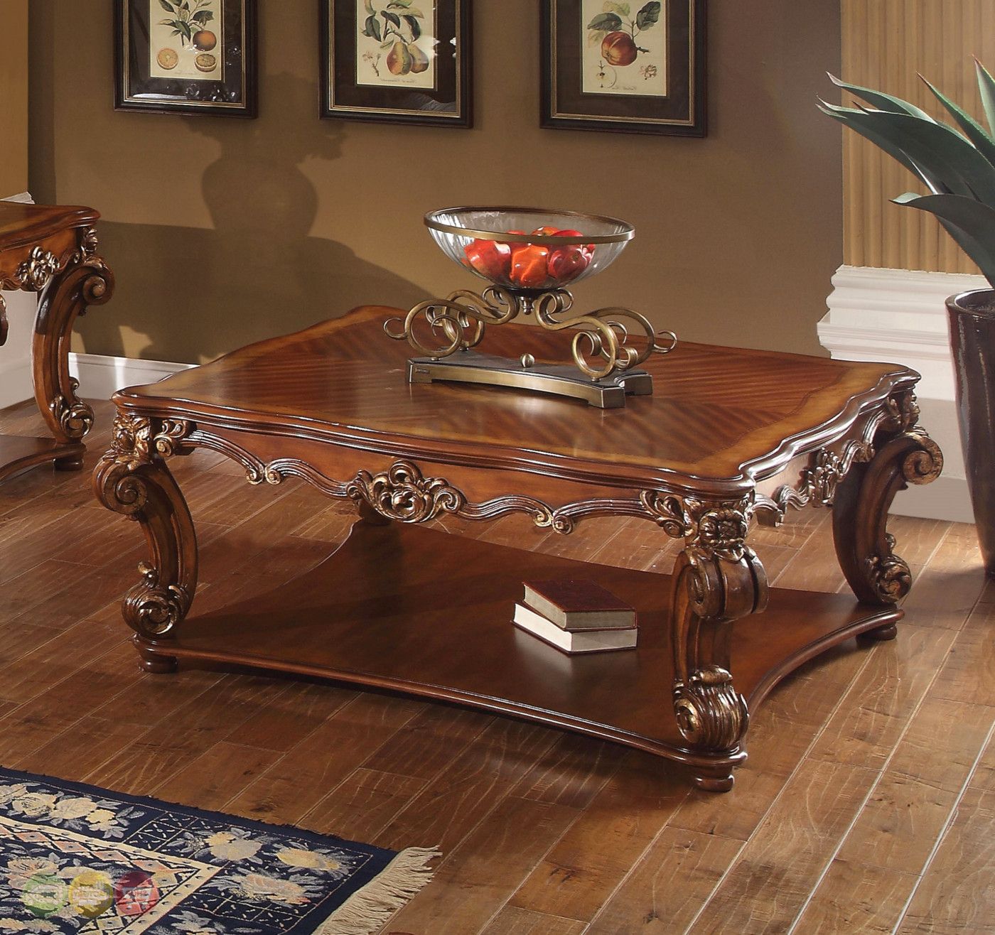 Most Current Vendome Traditional Ornate Coffee Table With Wood Top In Cherry Finish With Heartwood Cherry Wood Coffee Tables (View 5 of 10)