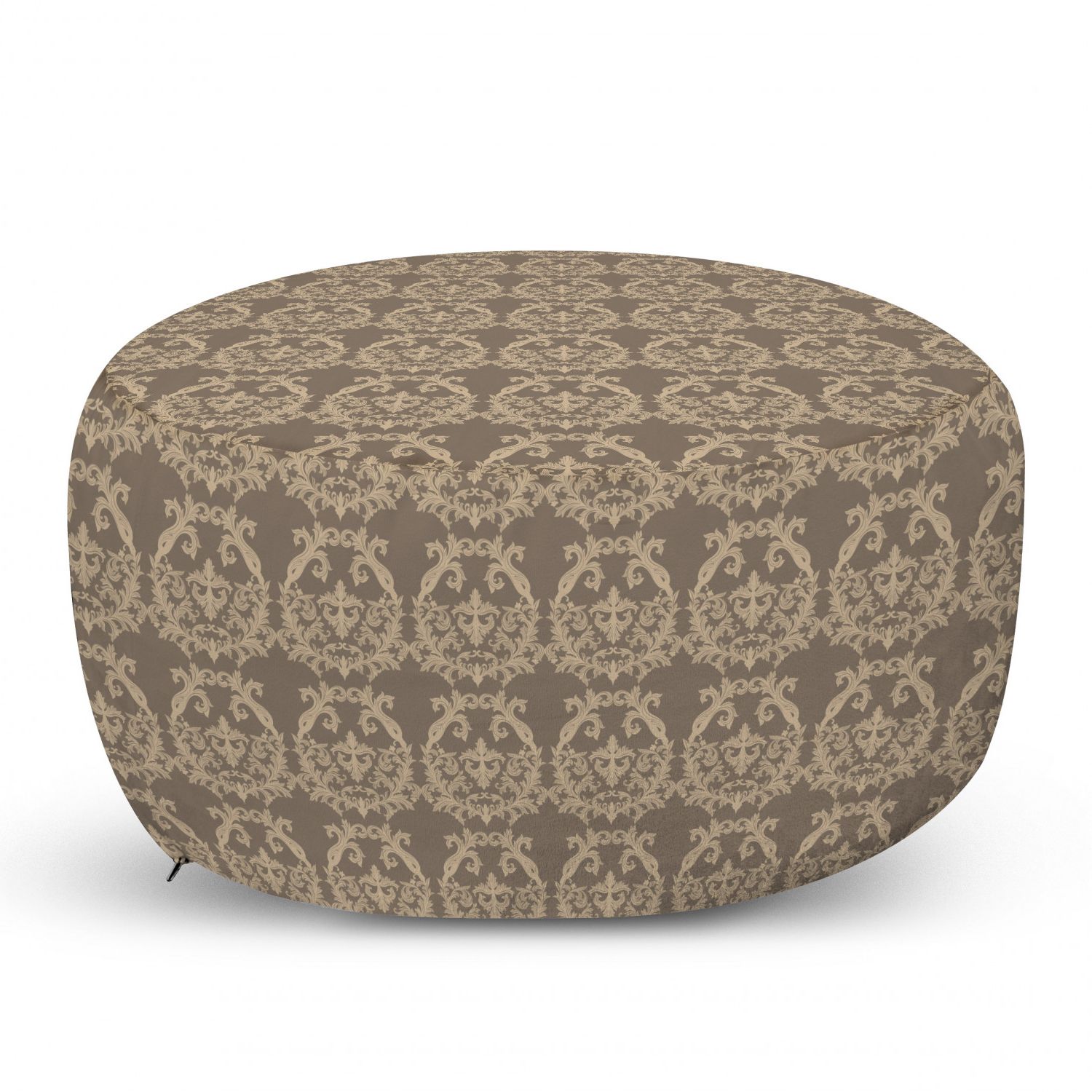 Most Current Warm Brown Cowhide Pouf Ottomans Inside Taupe Ottoman Pouf, Royal Victorian Botanical Design Exquisite Floral (View 6 of 10)
