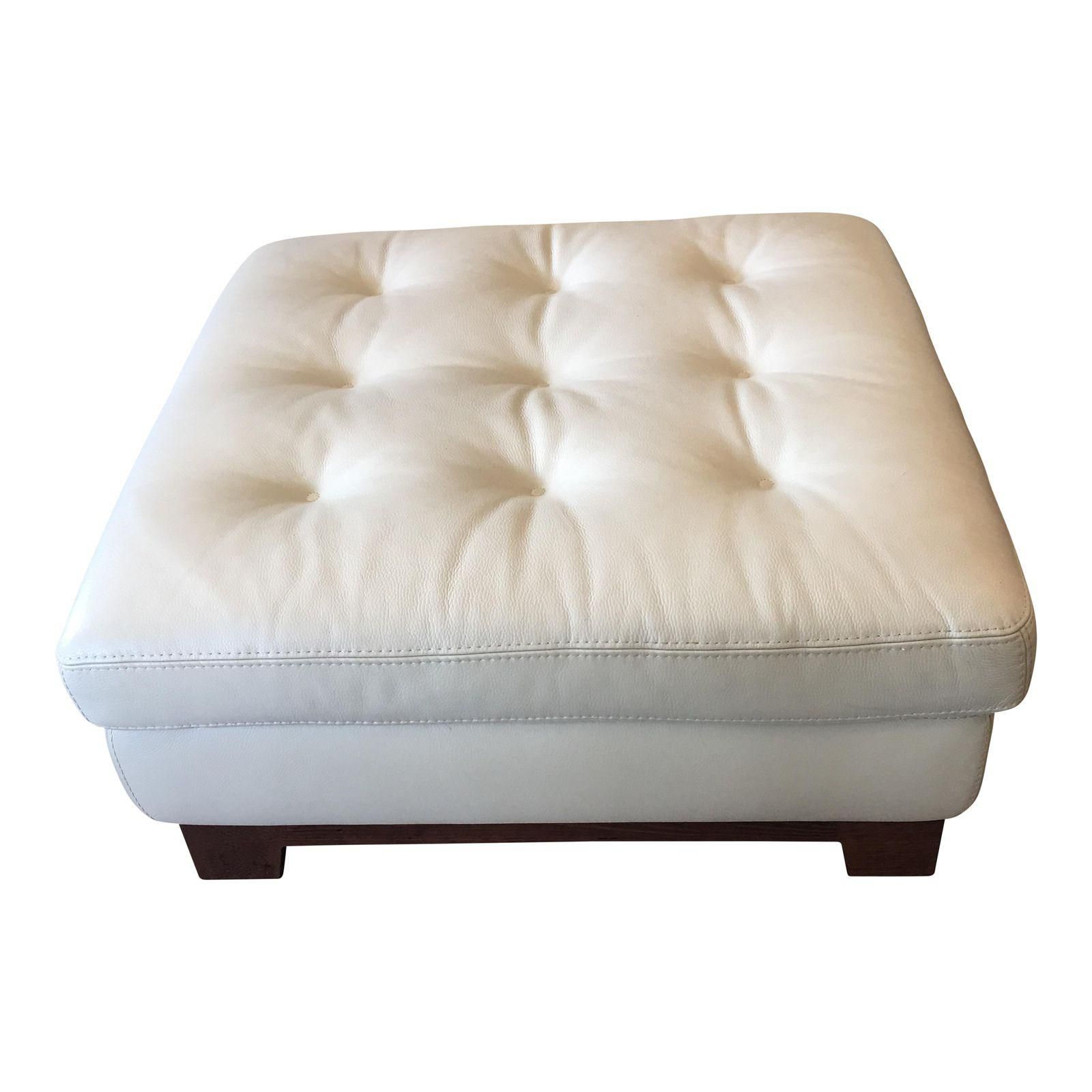 Most Current White Leatherette Ottomans Inside Roche Bobois White Leather Ottoman (View 4 of 10)