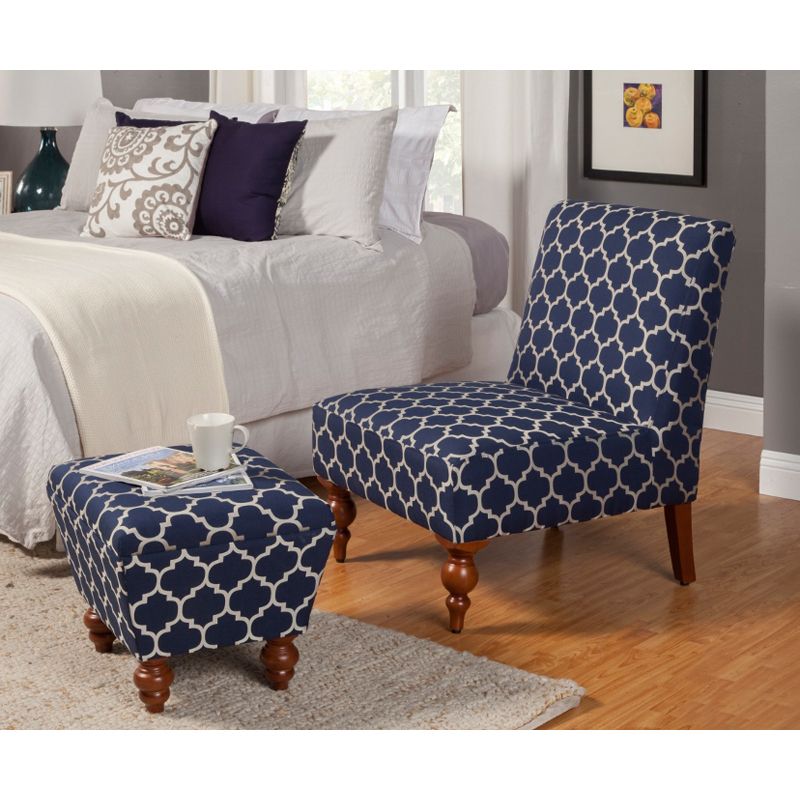 Most Popular Blue Fabric Nesting Ottomans Set Of 2 With Accent Chair With Storage Ottoman / Kinfine Usa Armless Accent Chair (View 7 of 10)