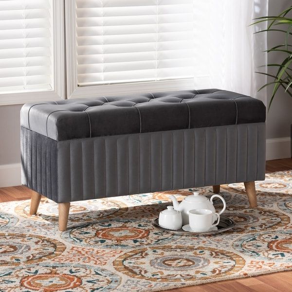 Most Popular Hanley Modern And Contemporary Velvet Fabric And Wood Storage Ottoman Intended For Silver Chevron Velvet Fabric Ottomans (View 5 of 10)