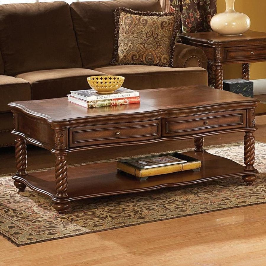 Most Popular Homelegance Trammel Medium Brown Wood Coffee Table At Lowes With Wood Coffee Tables (View 4 of 10)