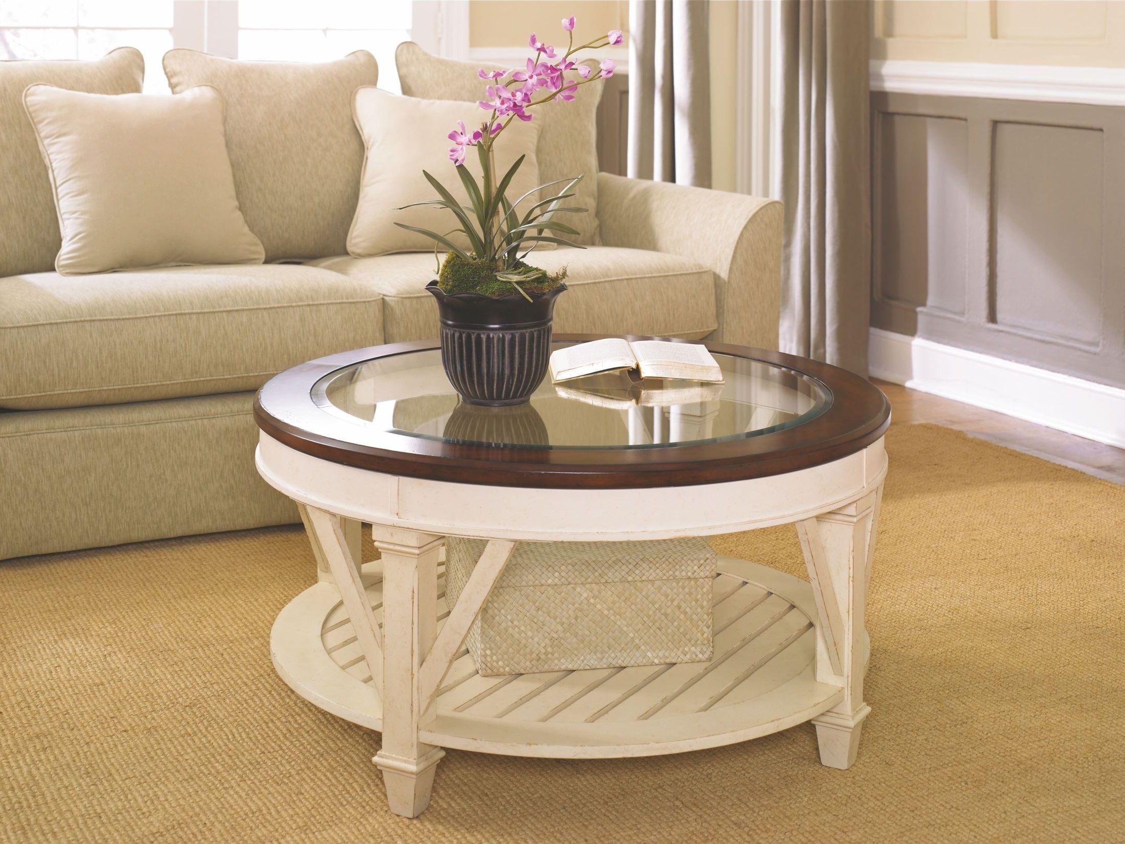 Most Popular Promenade Antique Linen Round Cocktail Table – 1stopbedrooms (View 4 of 10)