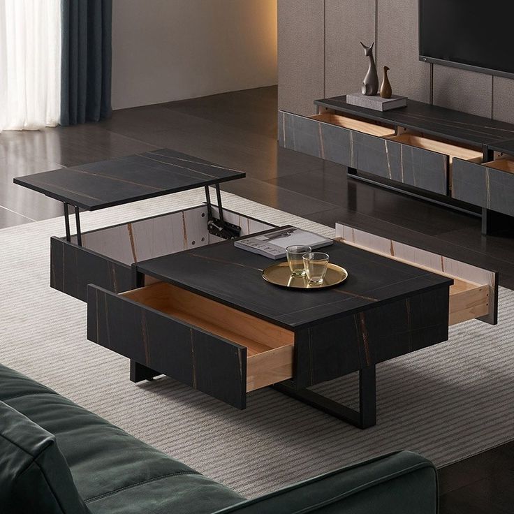 Most Popular Square Matte Black Coffee Tables Pertaining To Lift Top Coffee Table With Storage Modern Square Coffee Table With (View 6 of 10)