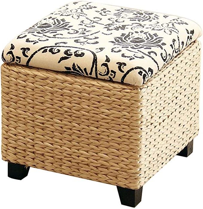 Most Popular Traditional Hand Woven Pouf Ottomans Throughout Amazon: Yulan Ottoman Footstool Pastoral Cane Straw Storage Stool (View 3 of 10)