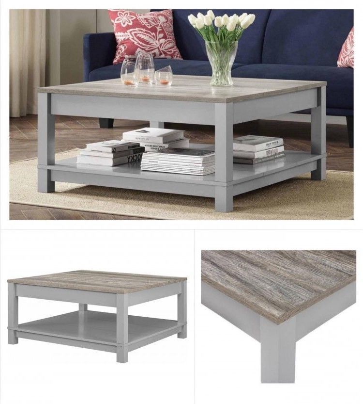 Most Popular Wooden Coffee Table Square Rustic Oak Wood Living Room Decoration Gray With Regard To Smoke Gray Wood Square Coffee Tables (View 4 of 10)