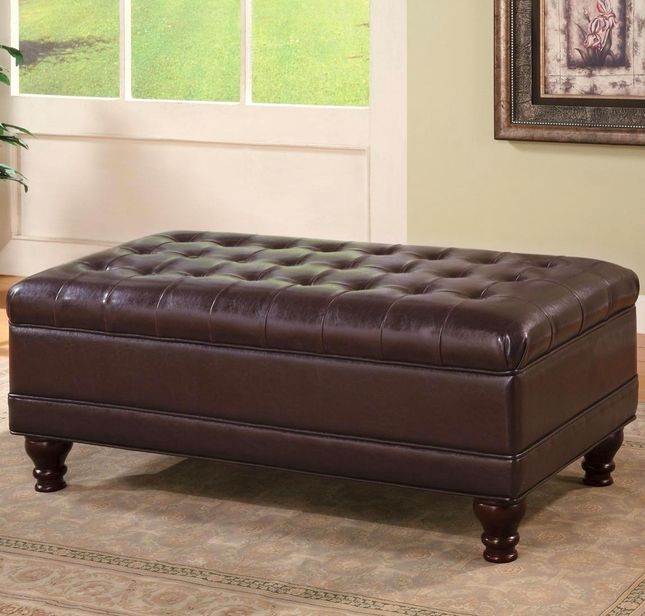 Most Recent Brown And Gray Button Tufted Ottomans With Traditional Dark Brown Button Tufted Storage Ottoman (View 5 of 10)