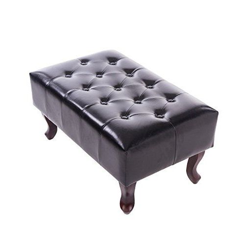 Most Recent Contemporary Tufted Ottoman Footstool Seat Elegant Black Living Room Inside Black Leather And Bronze Steel Tufted Ottomans (View 2 of 10)