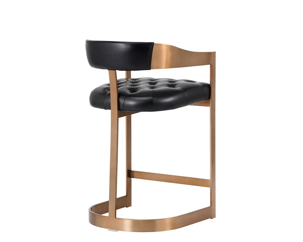 Most Recent Espresso Antique Brass Stools For Beaumont Counter Stool – Antique Brass – Black Leather – Metro Element (View 10 of 10)