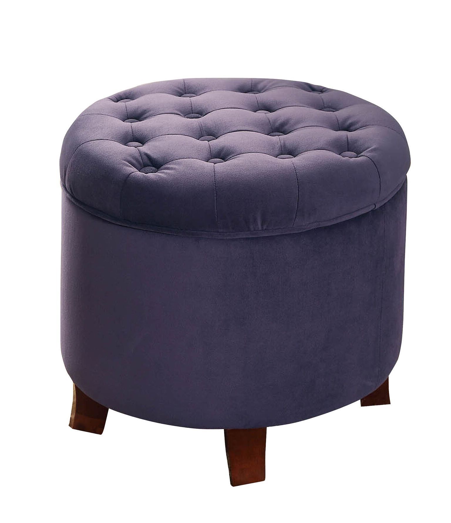 Most Recent Homepop Velvet Tufted Round Storage Ottoman With Removable Lid, Purple Throughout Cream Fabric Tufted Round Storage Ottomans (View 9 of 10)
