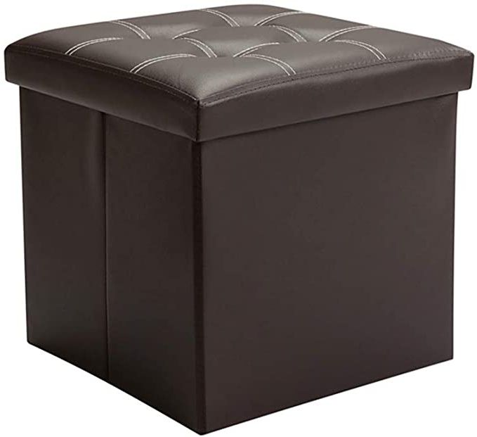 Most Recent Medium Brown Leather Folding Stools In Wtbew U Quilted Top Folding Storage Seat, Stool, Toy Storage Box Faux (View 5 of 10)