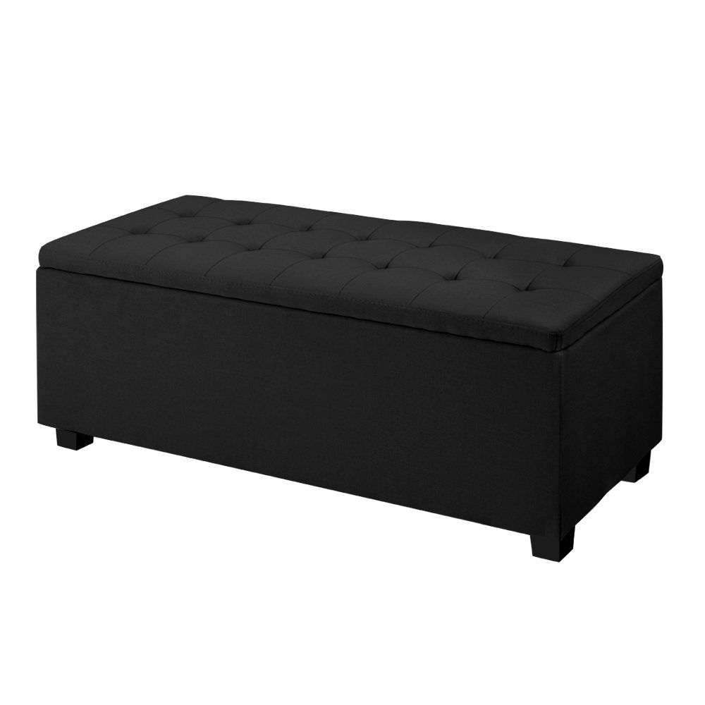 Most Recently Released Artiss Large Fabric Storage Ottoman – Black (View 6 of 10)