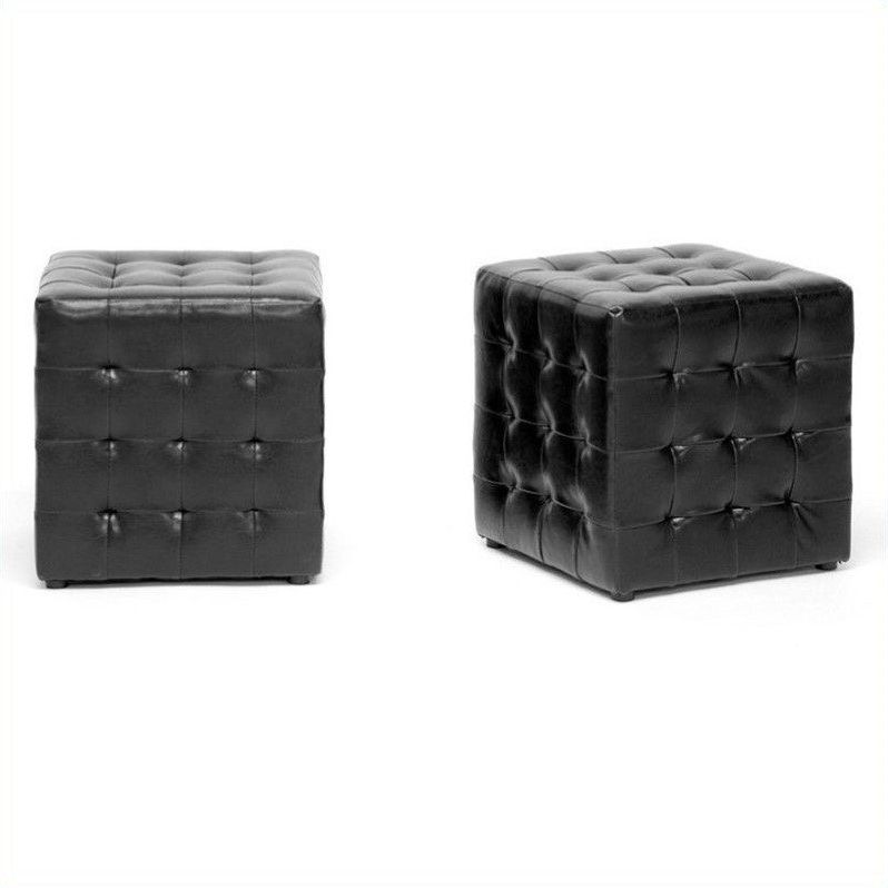 Most Recently Released Black And White Zigzag Pouf Ottomans Pertaining To Baxton Studio Siskal Black Modern Cube Ottoman – Walmart – Walmart (View 10 of 10)