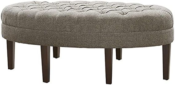 Most Recently Released Brown Fabric Tufted Surfboard Ottomans Within Amazon: Madison Park Martin Oval Surfboard Tufted Ottoman Large (View 7 of 10)