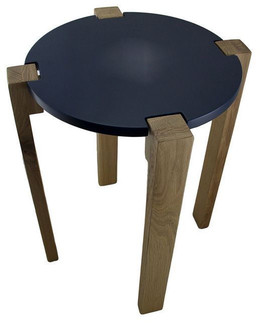 Most Recently Released Dark Blue Round Retro Style Wooden Side Table Or Stool 18" – Eclectic Within Blue And Gold Round Side Stools (View 1 of 10)