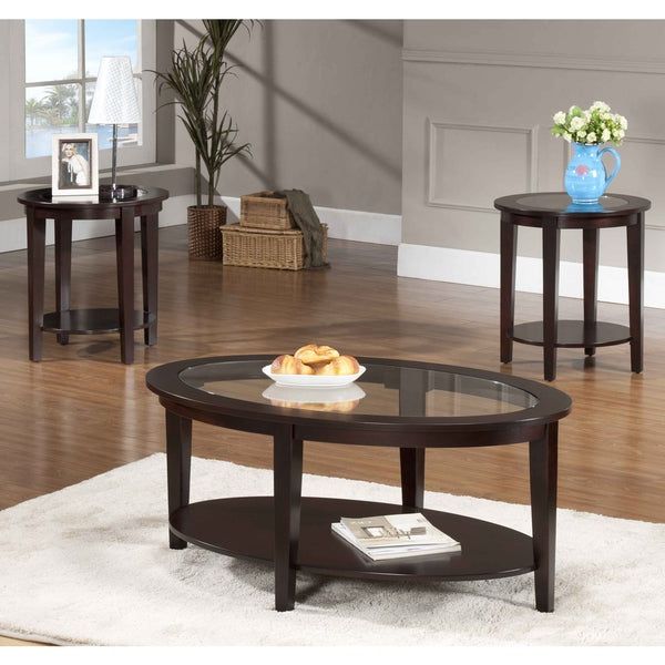 Most Recently Released Glass And Pewter Oval Coffee Tables Regarding Oval Glass Coffee Table 3 Piece Set – Overstock –  (View 6 of 10)