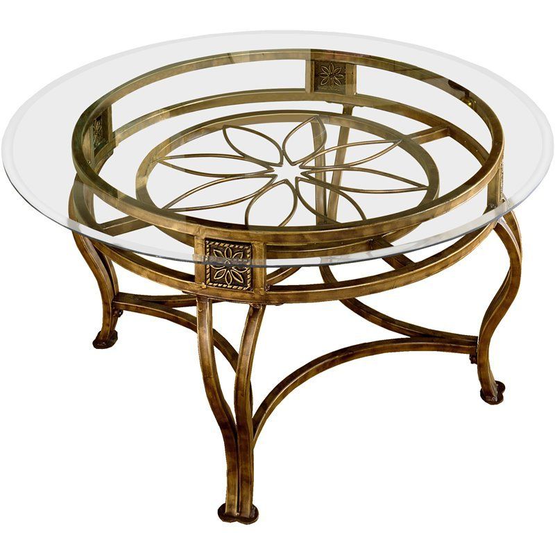 Most Recently Released Glass Coffee Tables Intended For Hillsdale Scottsdale Round Glass Top Coffee Table In Brown Rust Finish (View 5 of 10)