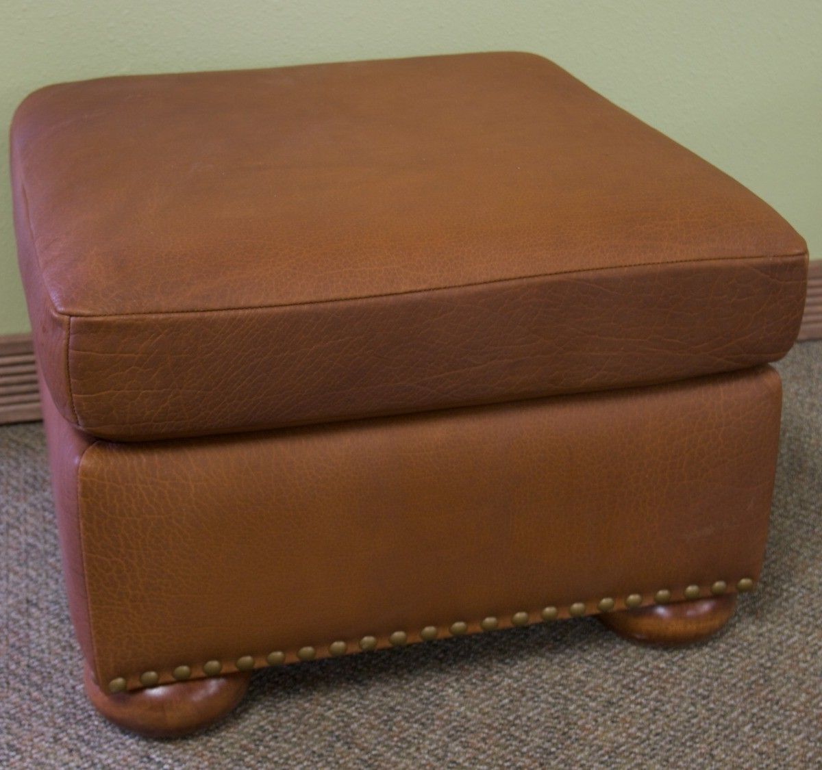 Most Recently Released Hand Crafted Small Buffalo Leather Ottomandakota Bison Furniture Regarding Weathered Ivory Leather Hide Pouf Ottomans (View 7 of 10)