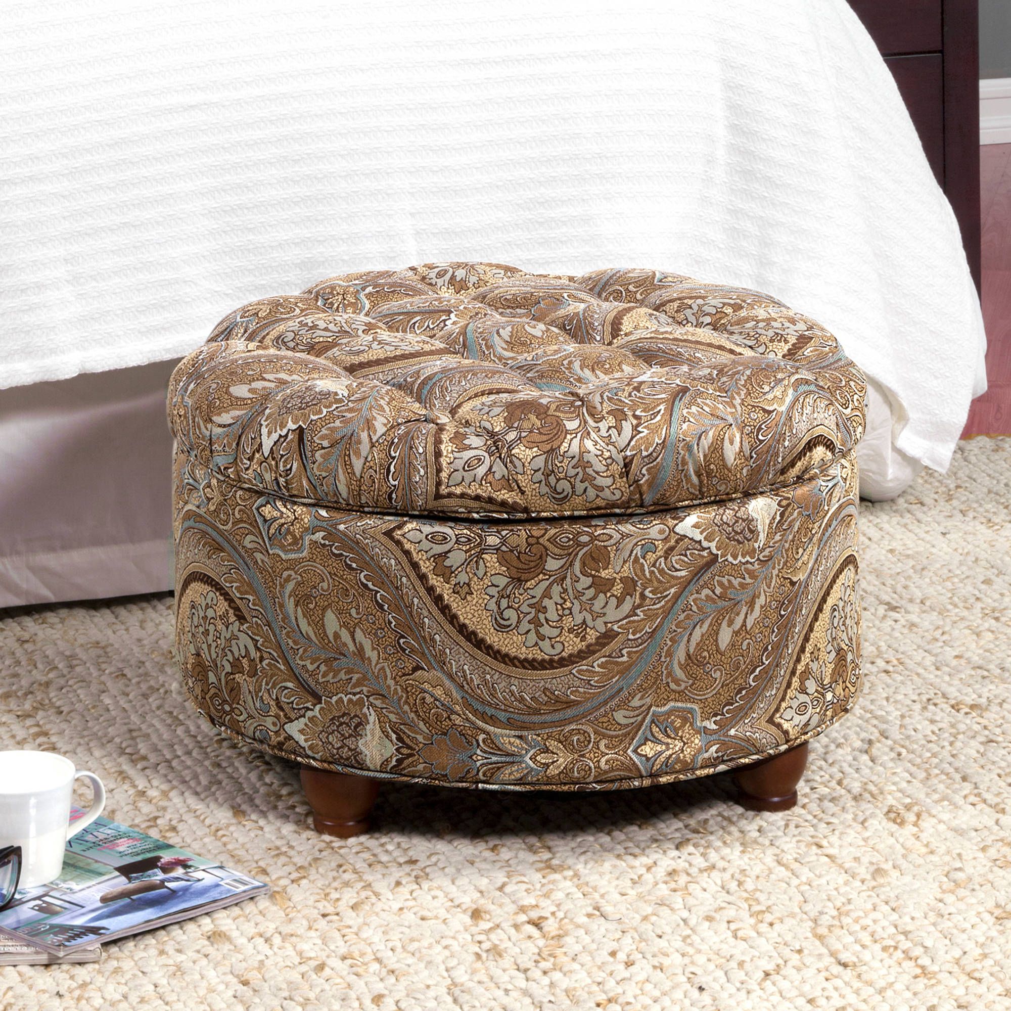 Most Recently Released Homepop Large Tufted Round Storage Ottoman, Multiple Colors – Walmart Regarding Round Pouf Ottomans (View 2 of 10)