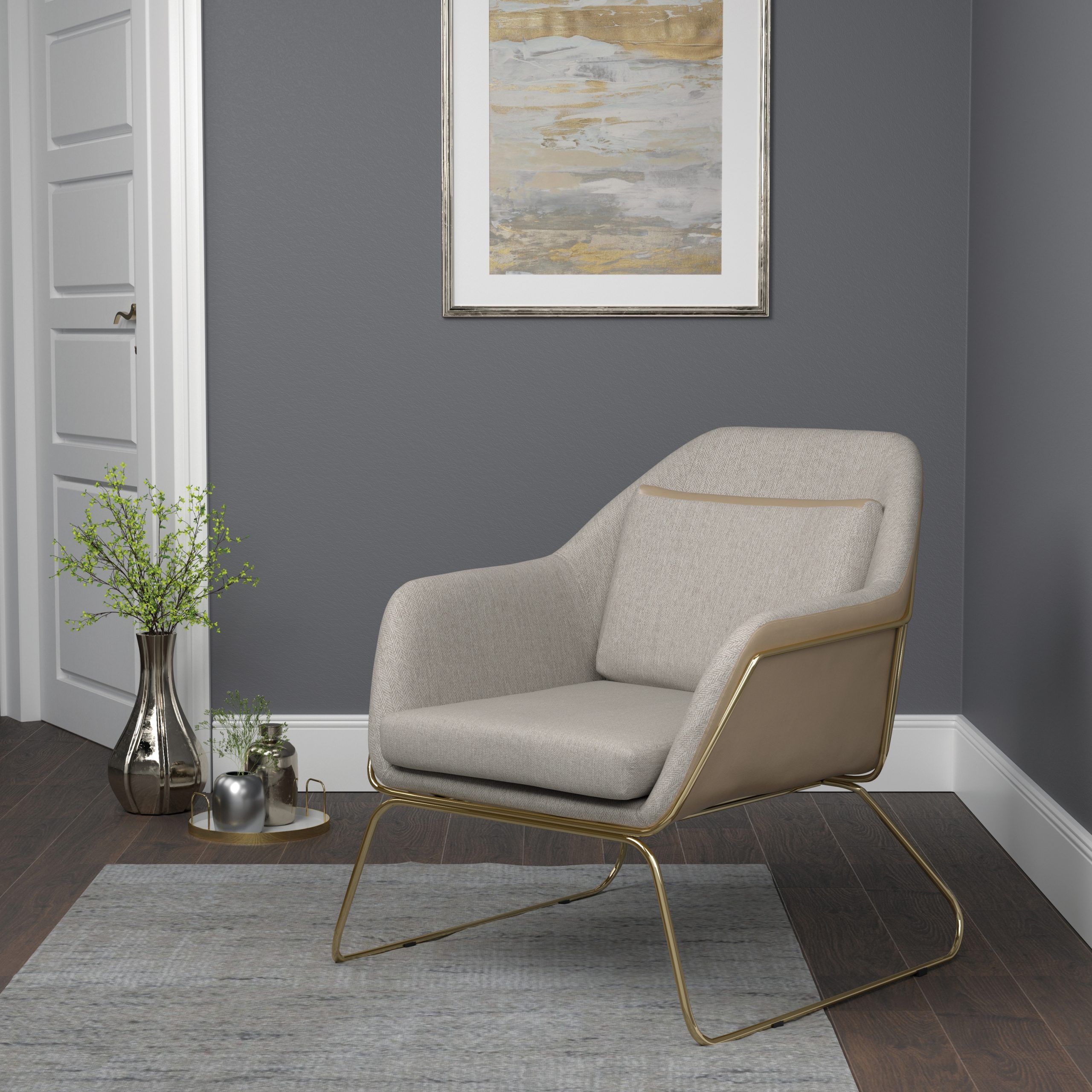 Most Recently Released Light Beige Round Accent Stools With Regard To Metal Sled Leg Accent Chair Beige – Coaster Fine Furniture (View 8 of 10)