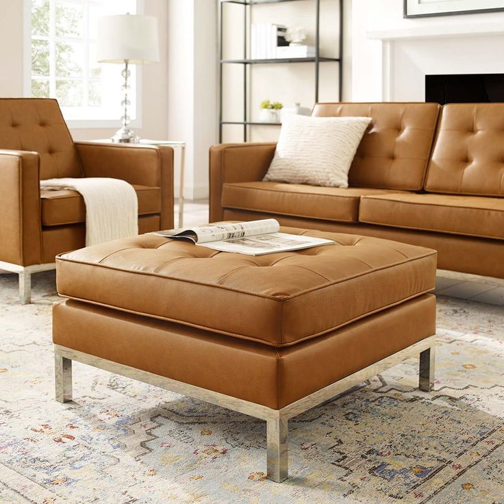Most Recently Released Loft Ii Silver Tan Ottoman Eei 3394 Slv Tan Modway Furniture Ottomans With Silver Faux Leather Ottomans With Pull Tab (View 10 of 10)