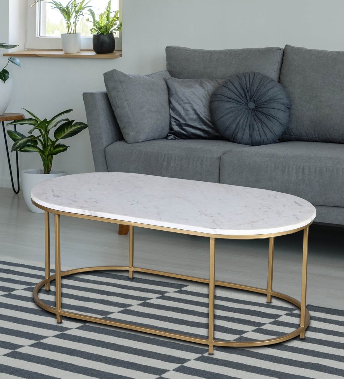 Most Recently Released Marble Coffee Tables Pertaining To Buy Severo Coffee Table With Marble Topfurnitech Online – Oval (View 5 of 10)